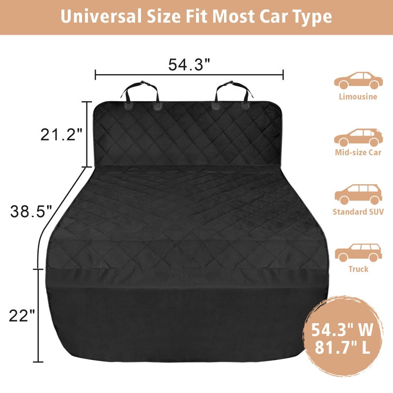 F-color SUV Cargo Liner for Dogs - Waterproof Pet Cargo Liner, Comfort Dog Cargo Cover with Bumper Flap Protector, Scrachproof Non-Slip Universal Fit SUVs Sedans Trunks Vans, Black - Image 2